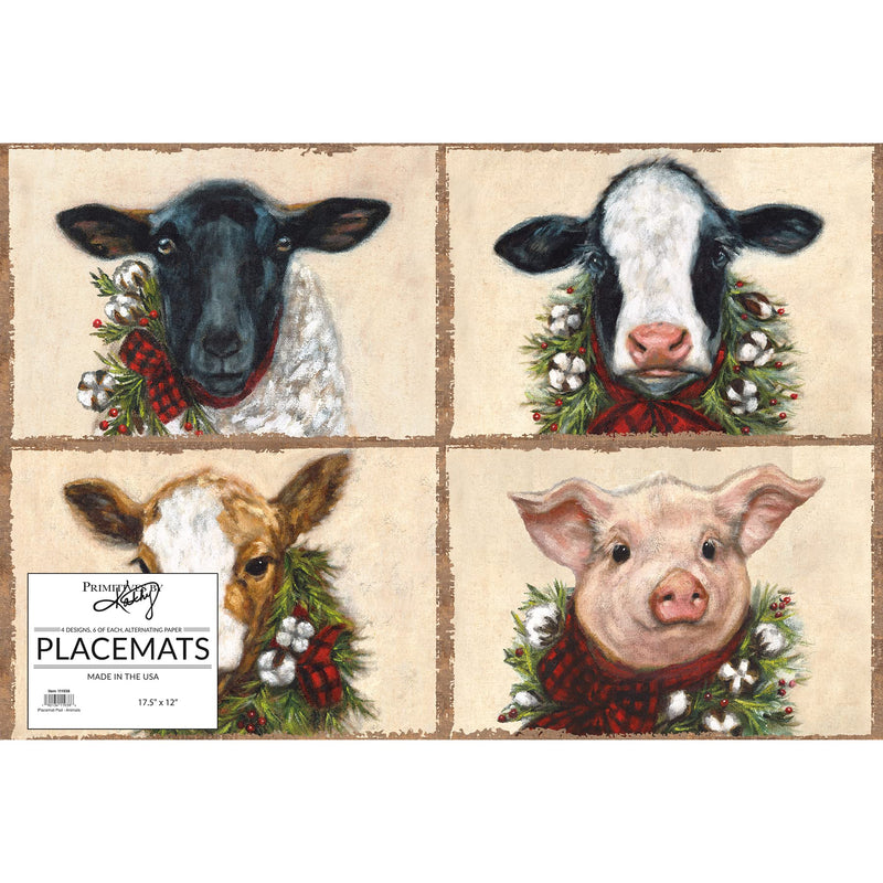 Primitives By Kathy 111938 Animals Paper Placemat Pad, 12 Inch, Multicolor