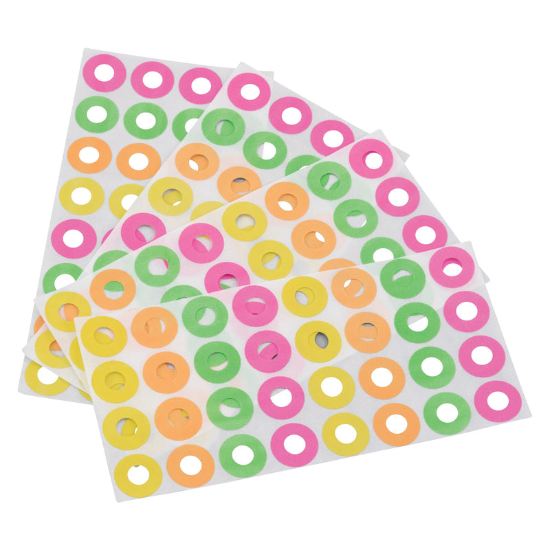 Advantus Self Adhesive Reinforcement Labels, 256 Labels, 4 Assorted Neon Colors (Z06010)