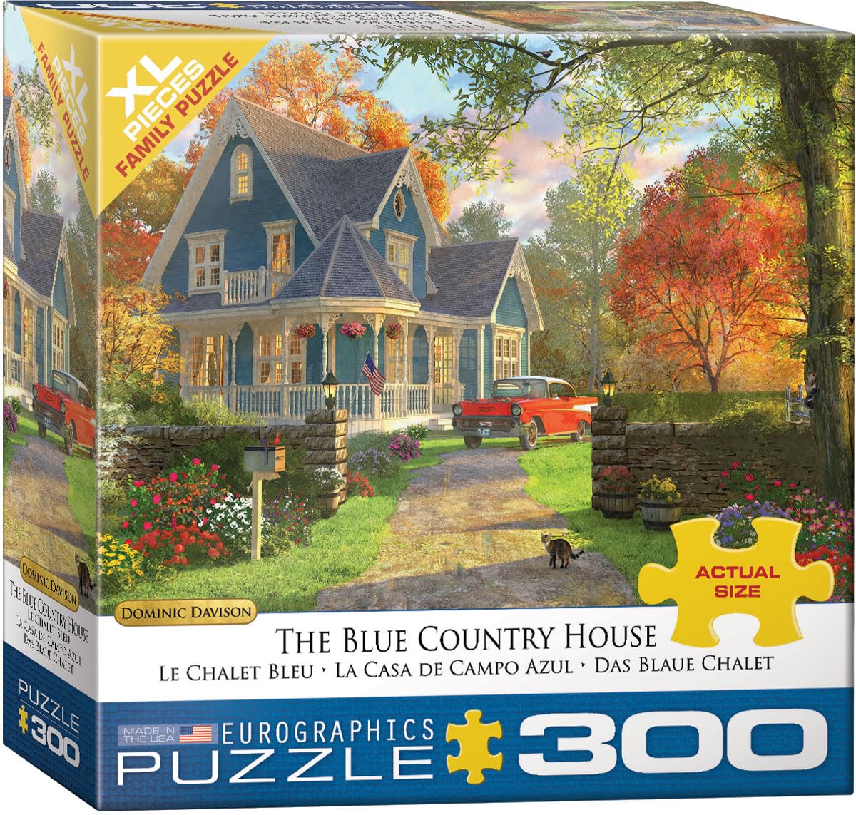 EuroGraphics The Blue Country House by Dominic Davison 300-Piece Puzzle (Small Box), Multi