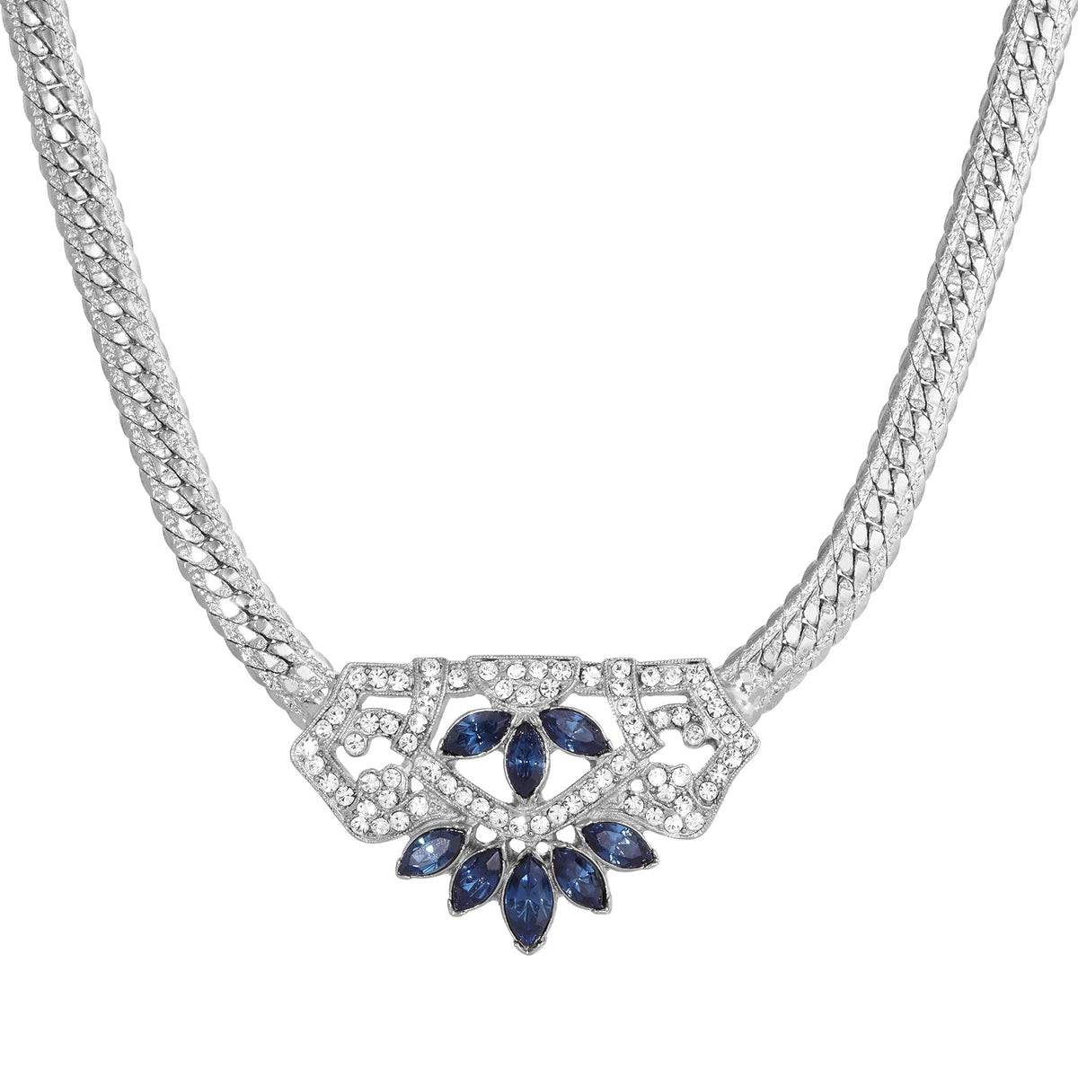 1928 Jewelry Company Necklace, 18"L x 1.98"W x 1.26"H, Montana Blue