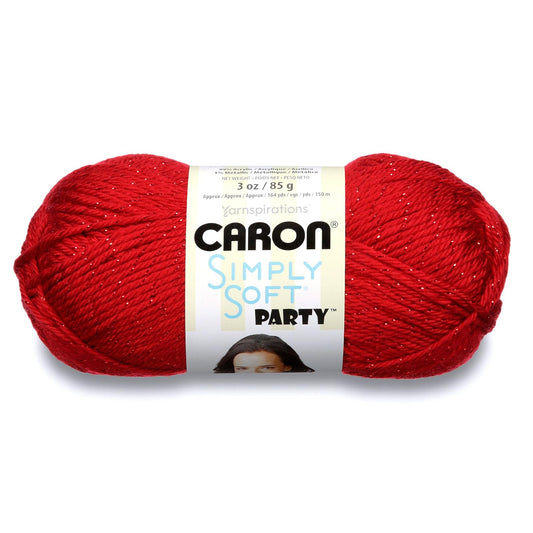 Spinrite Yarns (CA) Caron Simply Soft Party Yarn, 3 oz, Medium Worsted 4 Gauge, - Rich Red - For Crochet, Knitting & Crafting