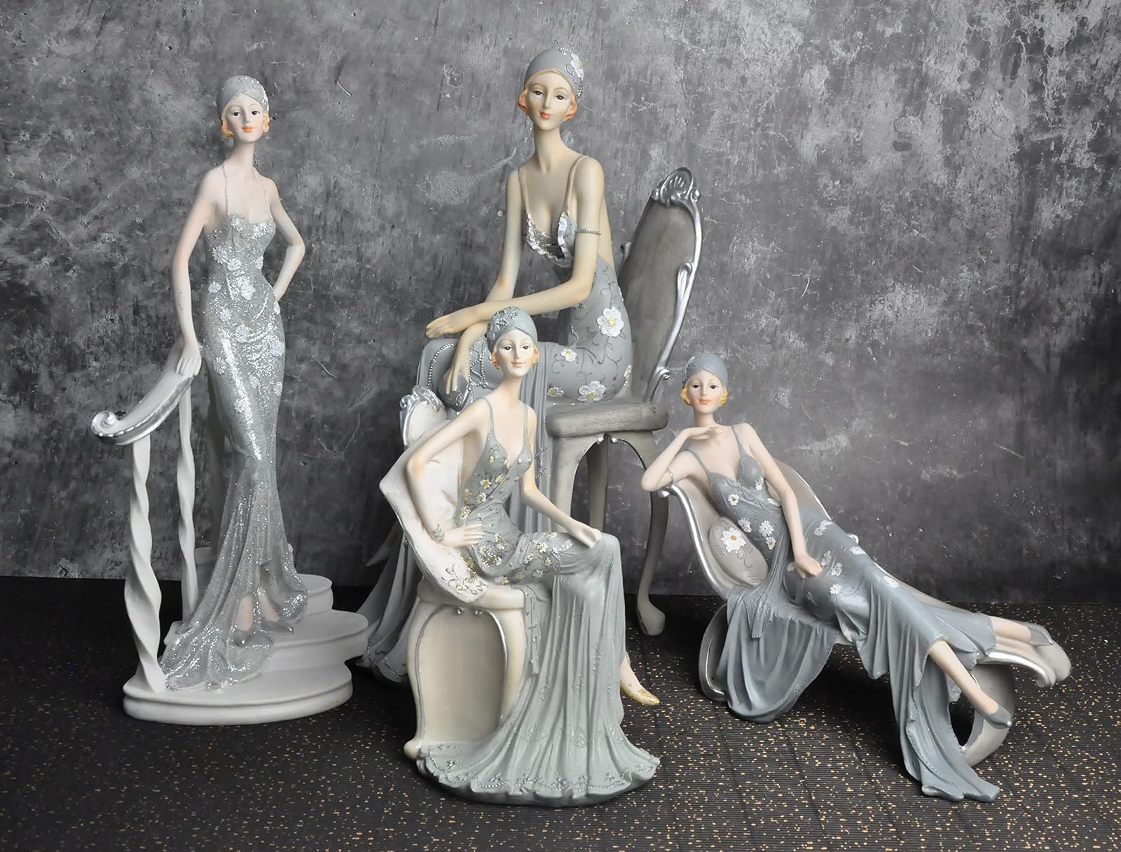 Comfy Hour 13.7 Inch Woman Figurine Decor, Art Deco Lady Statue