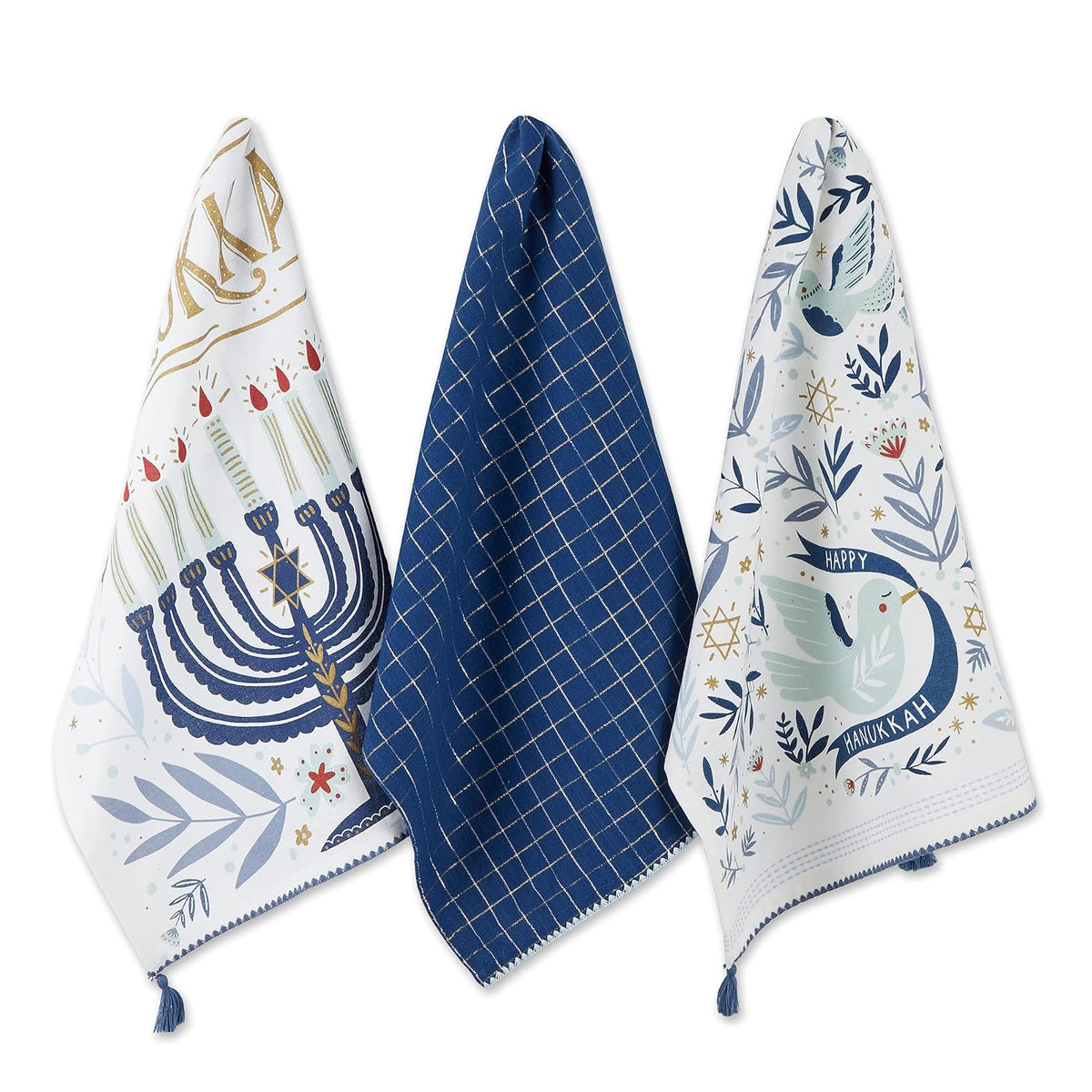 DII Towel, Dish Towel Set, 18x28", Happy Hanukkah