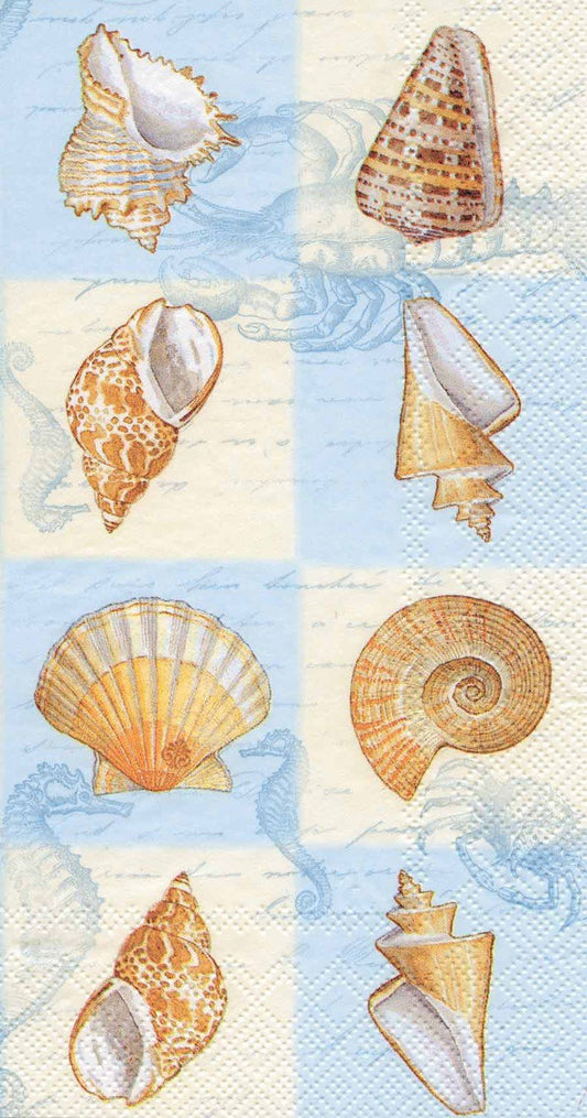 Boston International IHR 3-Ply Paper Napkins, 16-Count Guest Size, Sounds of the Sea- Blue