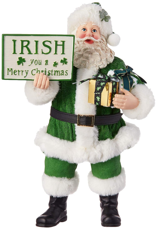 Kurt Adler Adler 10.5-Inch Fabrich‚àö¬© Musical Irish Gift Box and Sign Santa, Multi