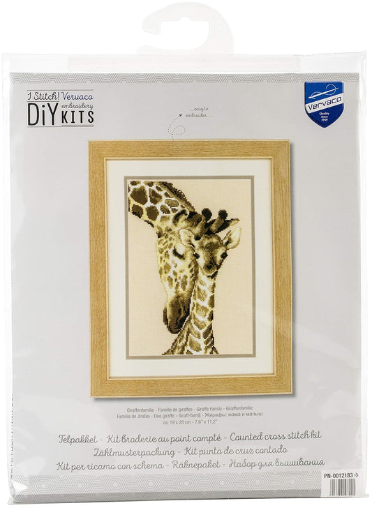 Vervaco Counted Cross Stitch Kit Giraffe Family 7.6" x 11.2"