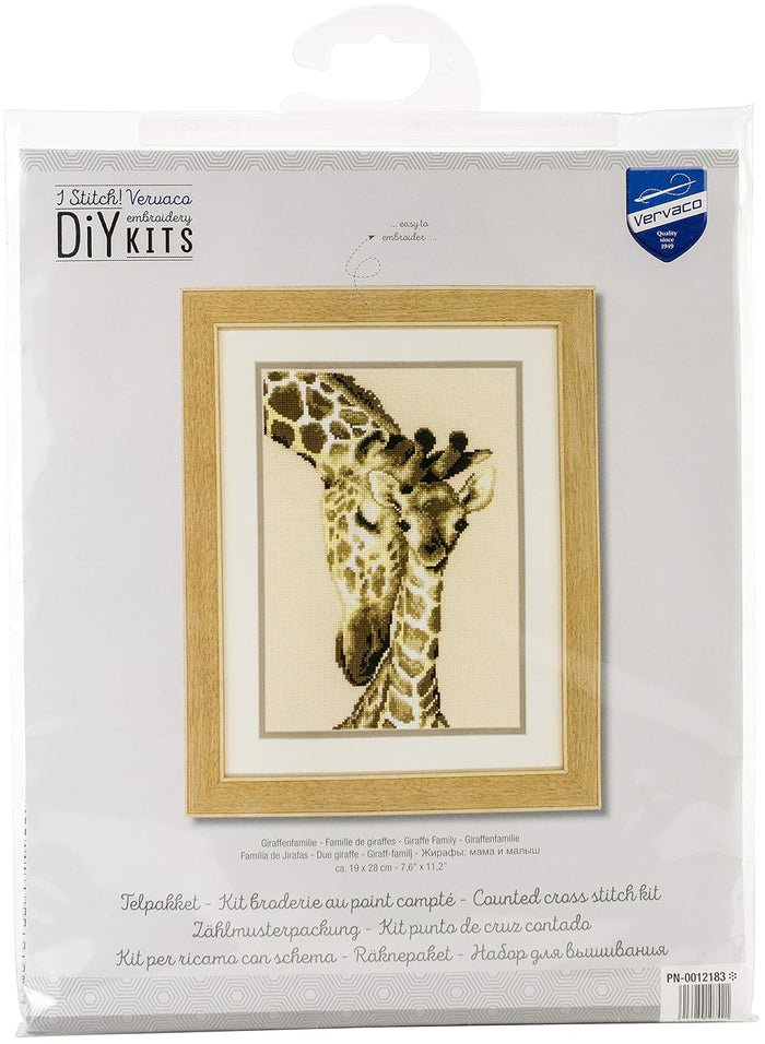 Vervaco Counted Cross Stitch Kit Giraffe Family 7.6" x 11.2"