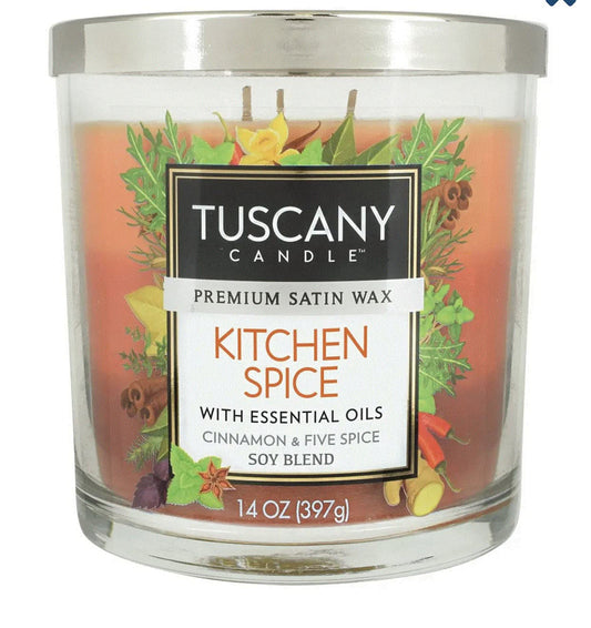 Empire Candle Tuscany Candle Kitchen Spice Premium Satin Wax Candle 14oz, 6IVA