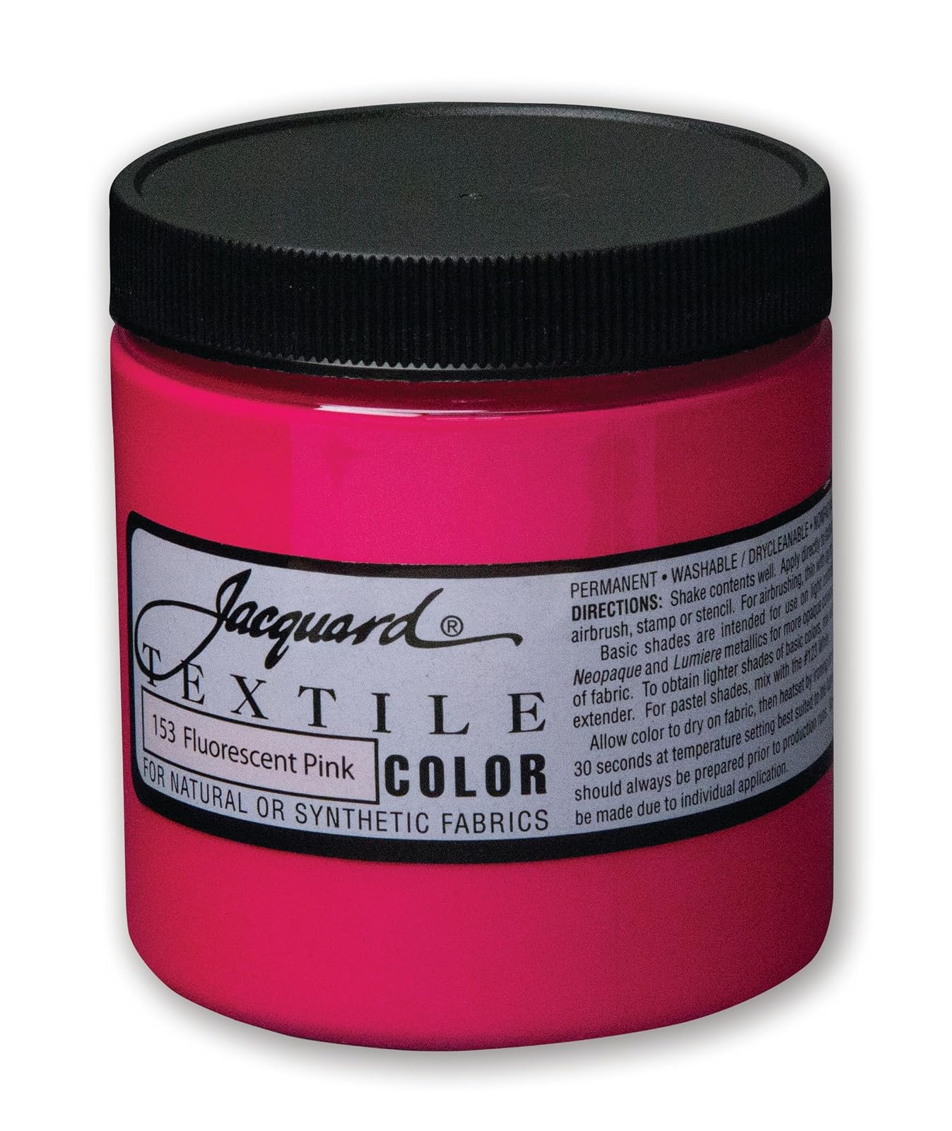 Jacquard Fabric Paint for Clothes - 8 Oz Textile Color - Fluorescent Pink - Leaves Fabric Soft - Permanent and Colorfast - Professional Quality Paints Made in USA - Holds up Exceptionally Well to Washing