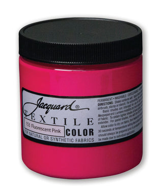 Jacquard Fabric Paint for Clothes - 8 Oz Textile Color - Fluorescent Pink - Leaves Fabric Soft - Permanent and Colorfast - Professional Quality Paints Made in USA - Holds up Exceptionally Well to Washing