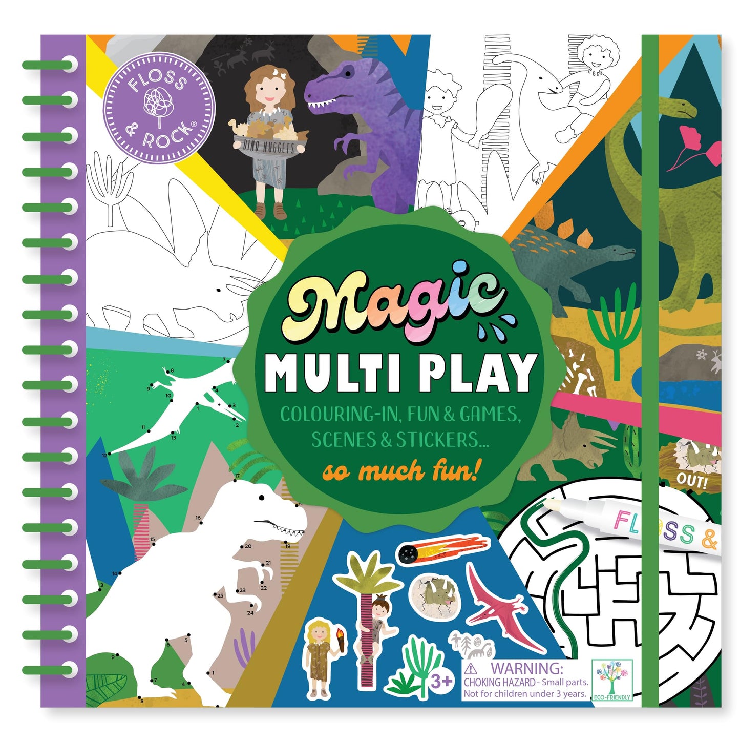 Floss and Rock Magic Multiplay, Dinosaur, 10-inches Length, Educational Activities for Kids