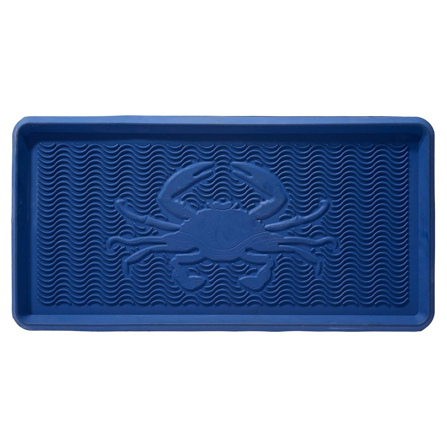 Larry Traverso Crab Rubber Boot Tray, 32 x 16 inches, One-Piece Seamless Construction, Durable Vulcanized Rubber, Year Round Use Indoors or Outdoors, Blue