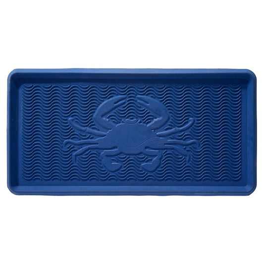 Larry Traverso Crab Rubber Boot Tray, 32 x 16 inches, One-Piece Seamless Construction, Durable Vulcanized Rubber, Year Round Use Indoors or Outdoors, Blue
