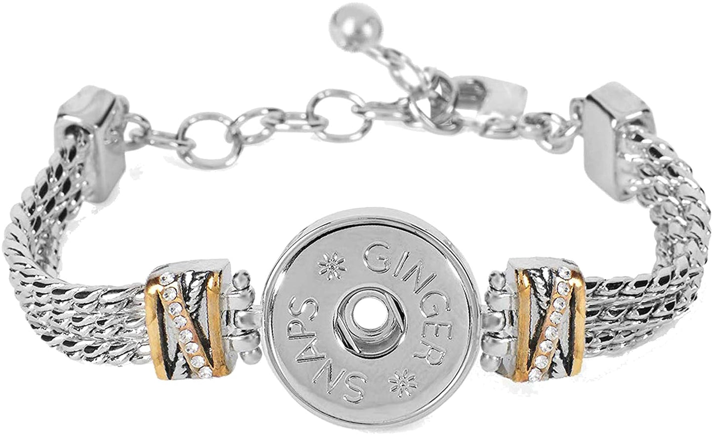 TGB Brands Ginger Snaps York Mixed Metal Bracelet | Interchangeable & Adjustable Snap Jewelry Collection | Choose Your Own Button Charms for Necklaces Bracelets | Standard Size | SN96-47