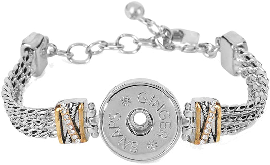 TGB Brands Ginger Snaps York Mixed Metal Bracelet | Interchangeable & Adjustable Snap Jewelry Collection | Choose Your Own Button Charms for Necklaces Bracelets | Standard Size | SN96-47