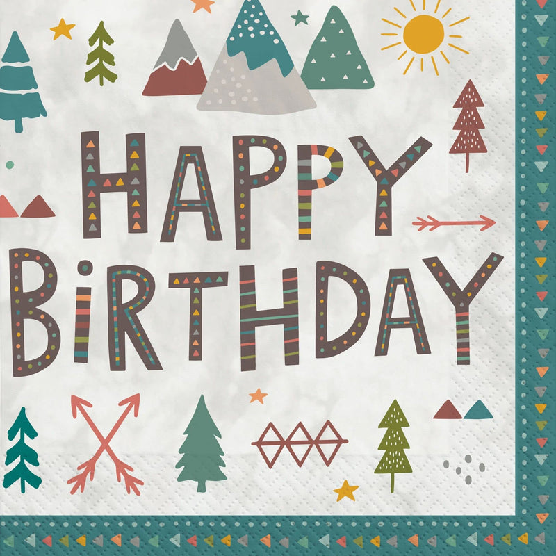 Wilderness Birthday Luncheon Napkins, 6.5" - Multicolored & Durable Paper Napkins, Perfect For Themed Birthday Celebrations & Outdoor Parties