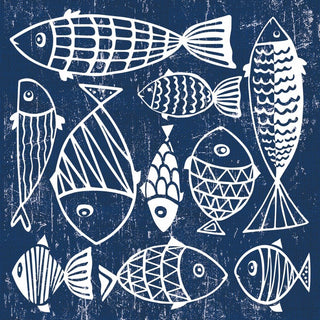 Paperproducts Design La Mer 3-Ply Beverage Napkins, 5-Inch, Blue, Pack of 20