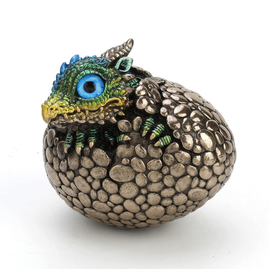 Unicorn Studio Horned Baby Dragon Hatchling Cold Cast Resin Antique Bronze Finish Statue