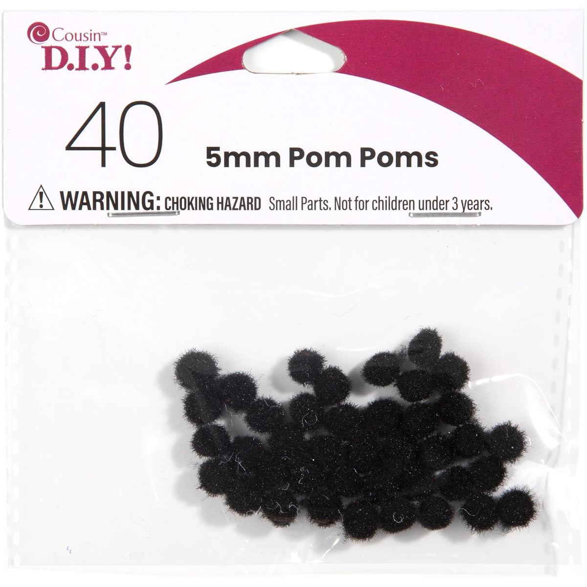 Cousin Decorative Pom Pom, 5mm, Black