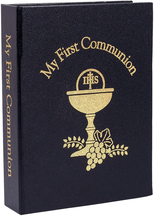 Roman My First Communion Black Rosary Prayer Book Lapel Pin 4 Piece Set for Boy