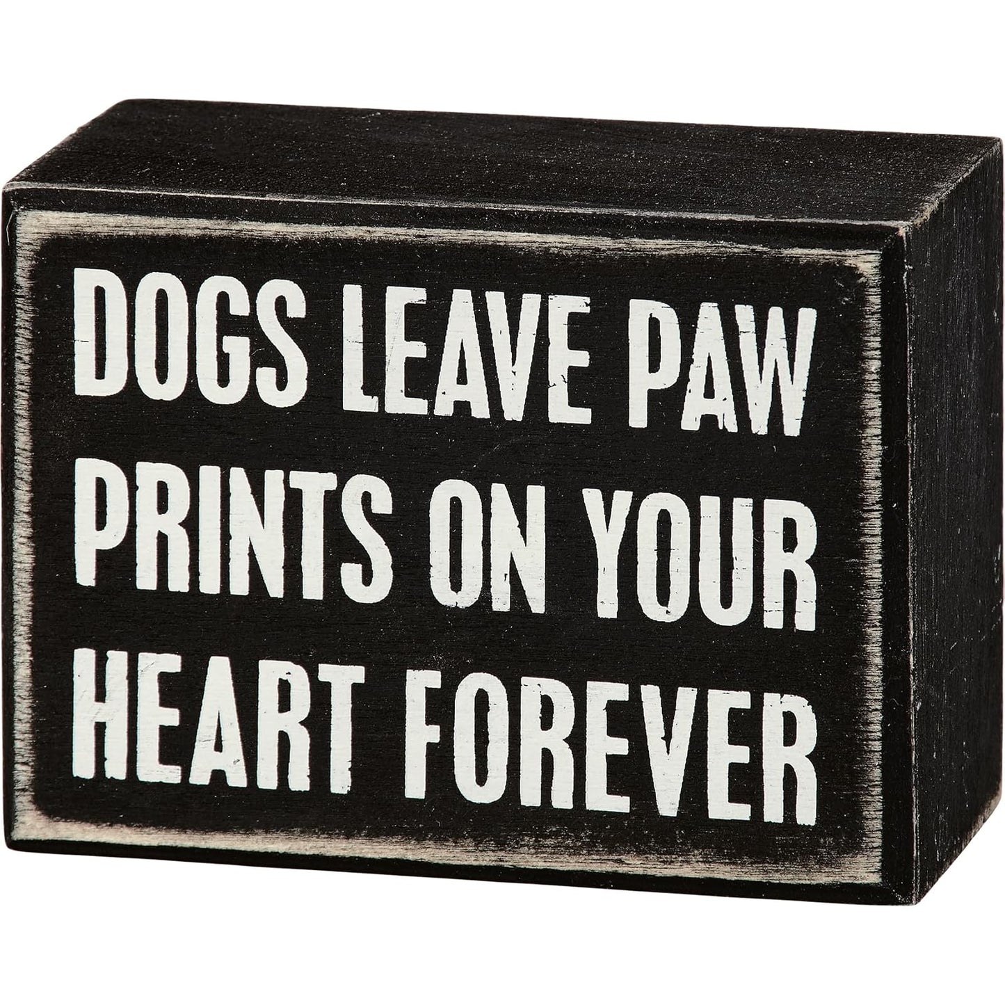 Primitives by Kathy Box Sign 3-Inch by 4-Inch Dogs Paw Prints