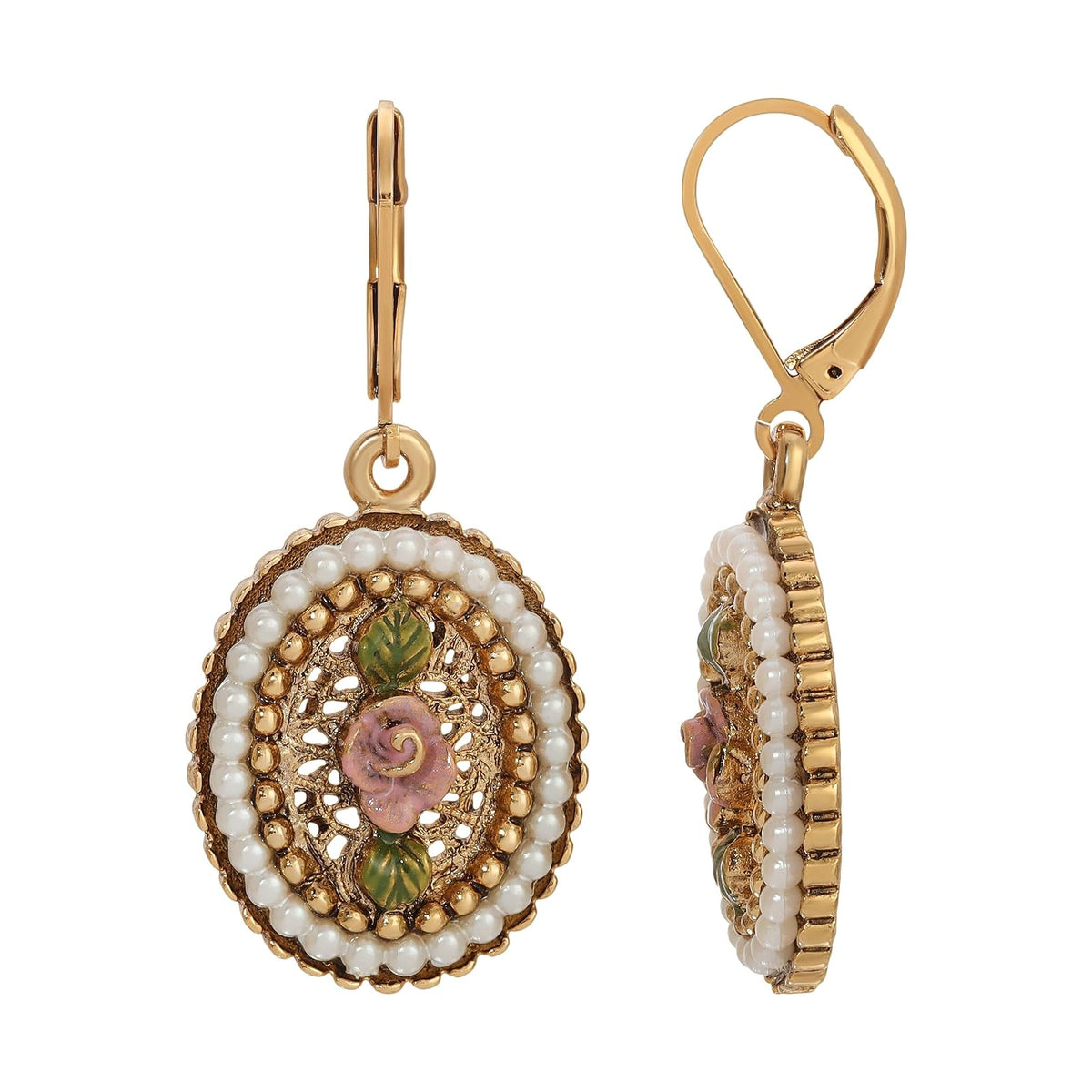 1928 Jewelry Company Earring, 1.7"L x 0.79"W, Pink