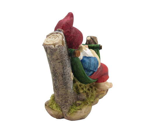 Comfy Hour Seed Soil and Yard Collection Resin Garden Gnome Sleeping On Stump Dwarf Figurine, Outdoor Decor