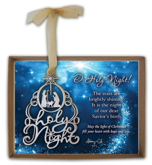 Cathedral Art Abbey & CA Gift O Holy Night Nativity Ornament W/Crystals On Gold Ribbon