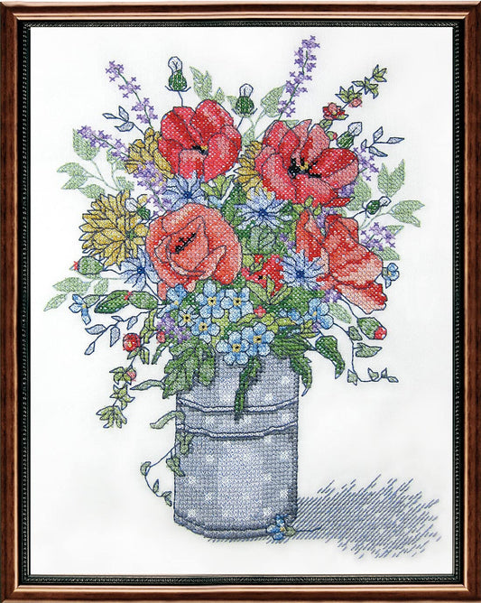Janlynn Stamped Cross Stitch Kit, Poppies