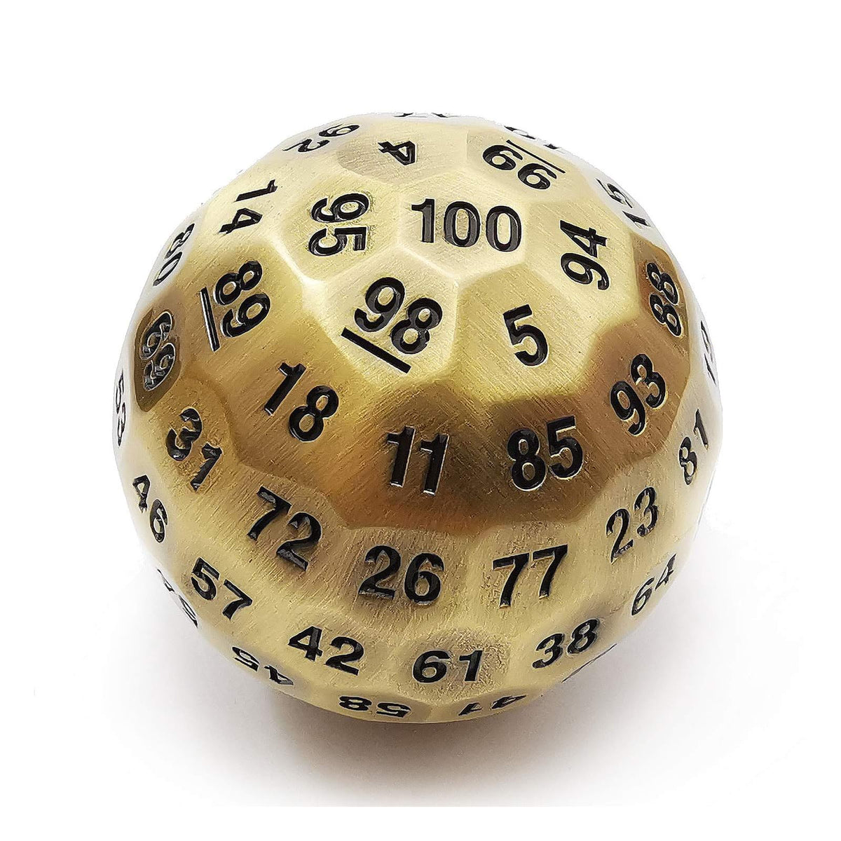 BESCON DICE Game Dice, youth large / 11-13, Solid Metal Ancient Brass D100