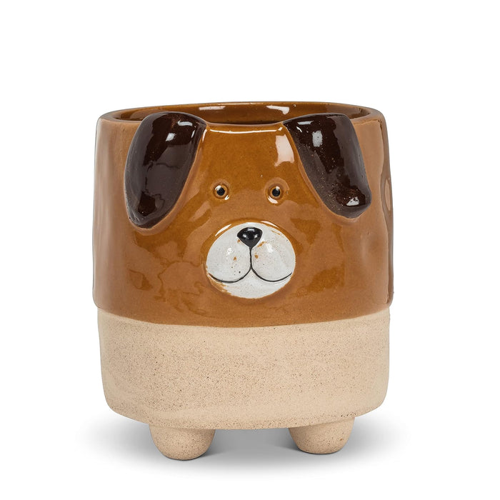 Abbott Collection  27-CRITTER-825-LG Large Dog on Legs Planter, Brown