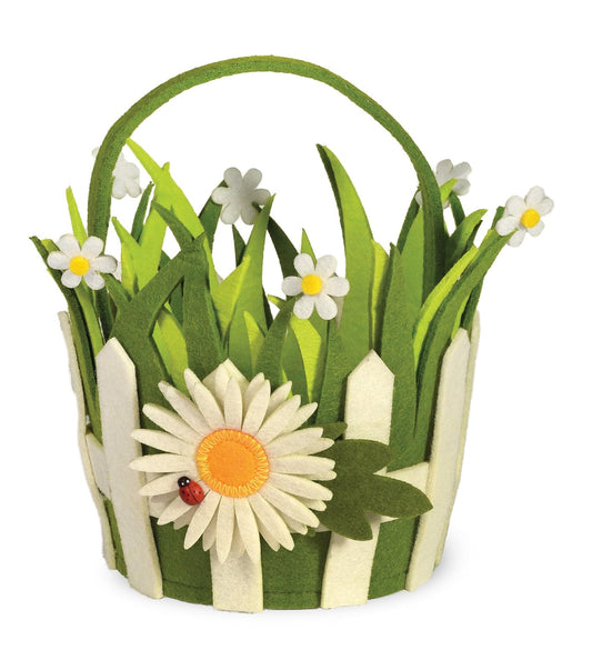 Boston International Daisy Picket Fence Felt Basket, Multicolor