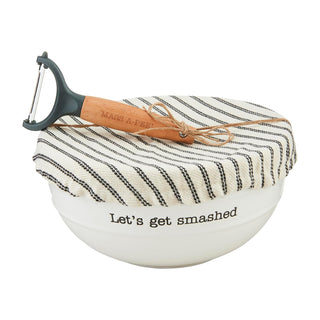 Mud Pie Dishware Bowl, bowl 4 1/2" x 9" dia | peeler 6", White