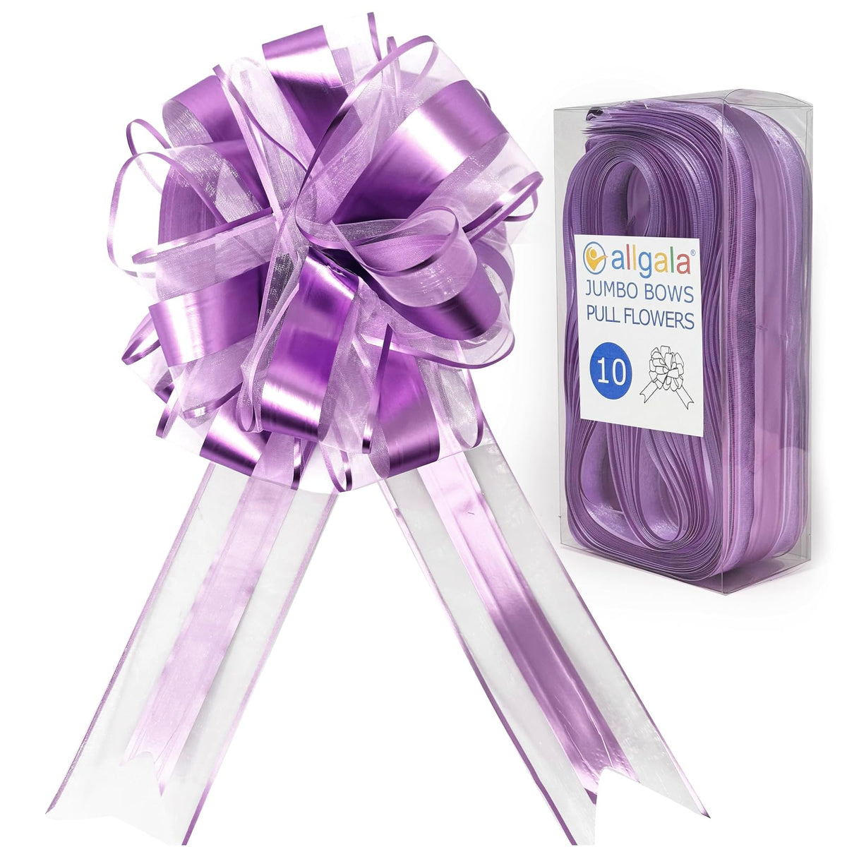 allgala Decorative Ribbon Trim, 8 Inch Jumbo (Pack of 10), Lavender