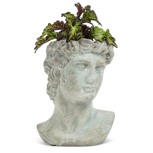 Abbott Collection 27-DAVID-580-MD Medium Male Head Planter, Grey