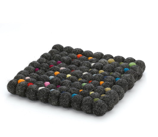 Frieling Cilio Fair Trade Certified 100% Virgin Sheep Wool Trivet Made in Nepal, 8" Square,Charcoal