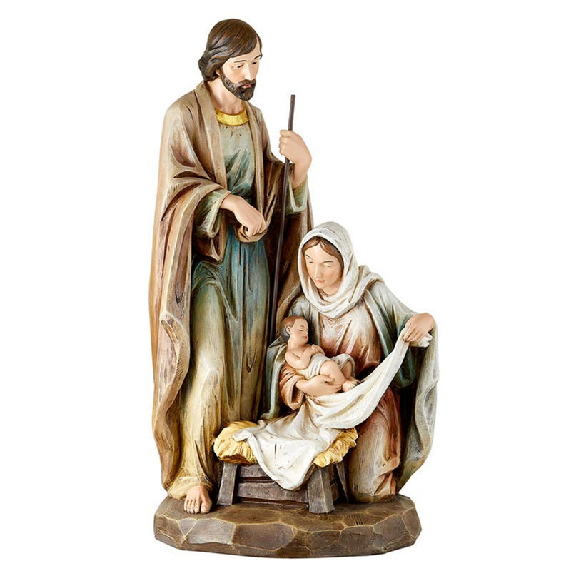 Avalon Gallery Christmas Figurines - Joseph and Mary with Jesus Tabletop Centerpiece Nativity Figurine, 18-Inch, Holy Family Nativity