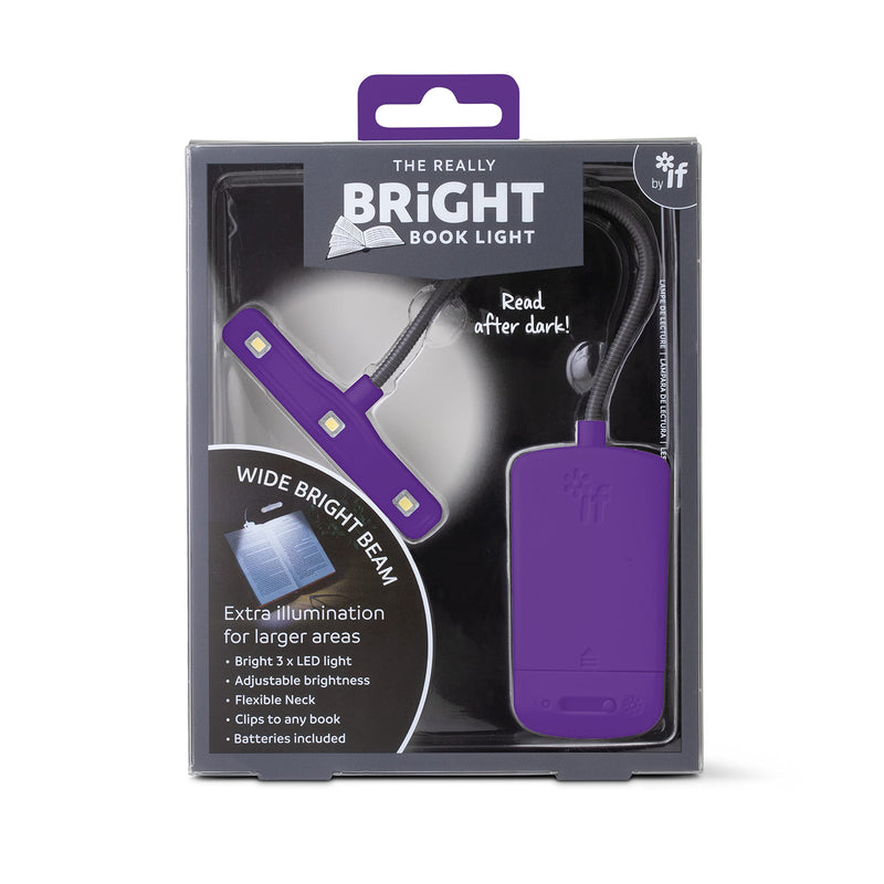 IF The Really Bright Book Light - Purple. Super Bright Reading Lights for Books in Bed – Flexible Book Light Clip On – A Great Book Lamp with Batteries Included