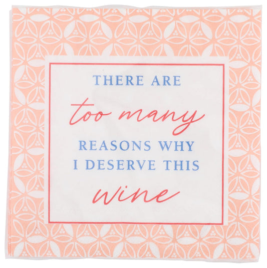Design Design 624-10362 Too Many Reasons Wine Beverage Napkin