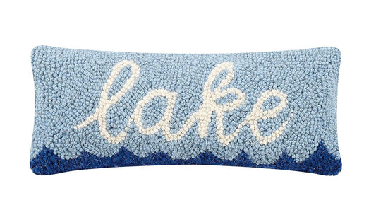 Peking Handicraft 30TG445C05OB Blown Filled Hook Throw Pillow, 12-inch Length, Wool and Cotton (Lake)