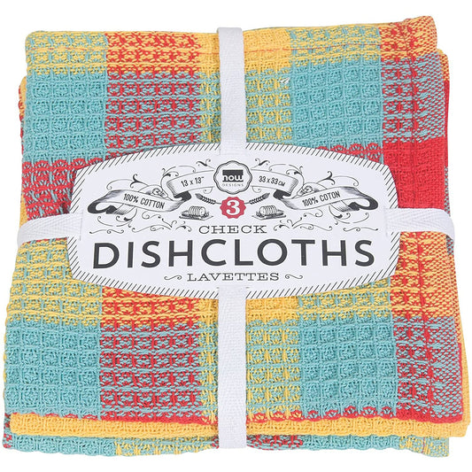 Now Designs Check Dishcloth Set, Lemon