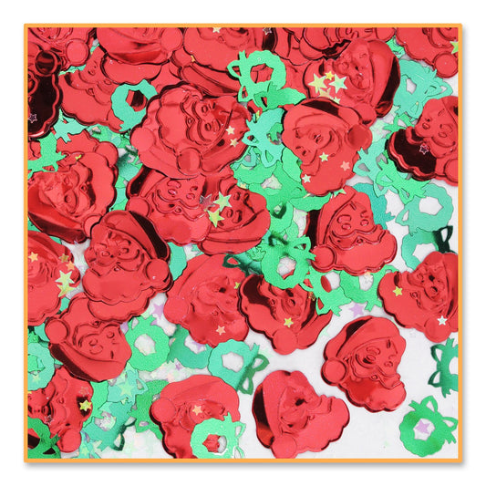 Beistle Saint Nick Christmas Themed Cutout Plastic Confetti, 1 Pack, Red/Green