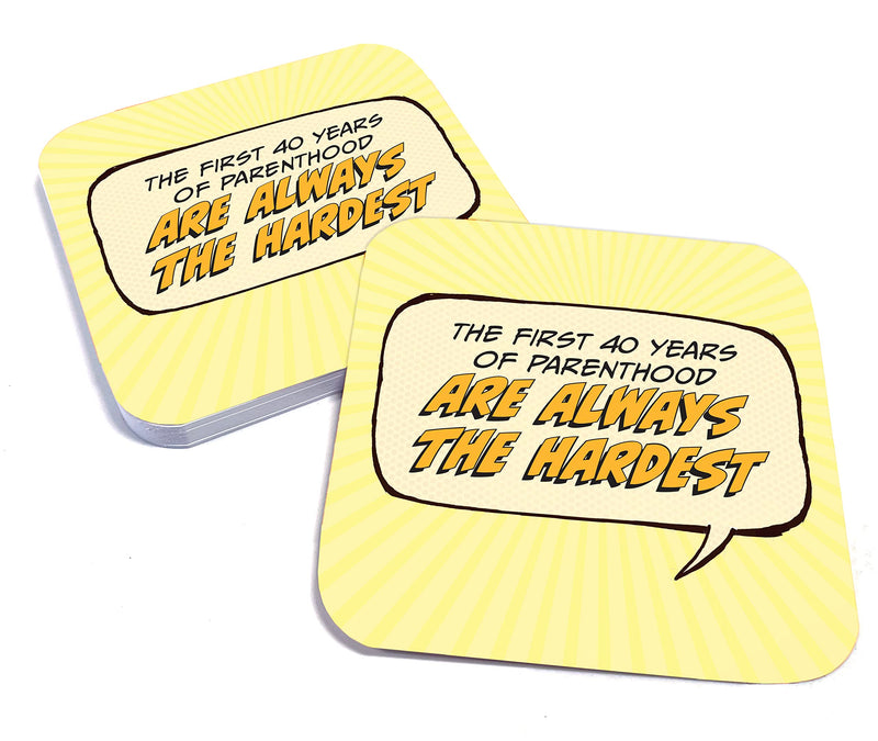 Paper Coasters for Drinks, Set of 20, Recyclable/Disposal, Funny Bar Accessory - Parenthood