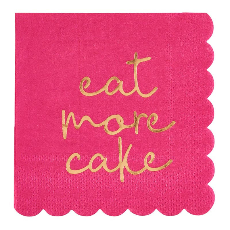 Santa Barbara Design Studio 20-Count Scallop Edged Paper Beverage Napkin Pack Party Cocktail Napkins, 5" x 5", Eat More Cake