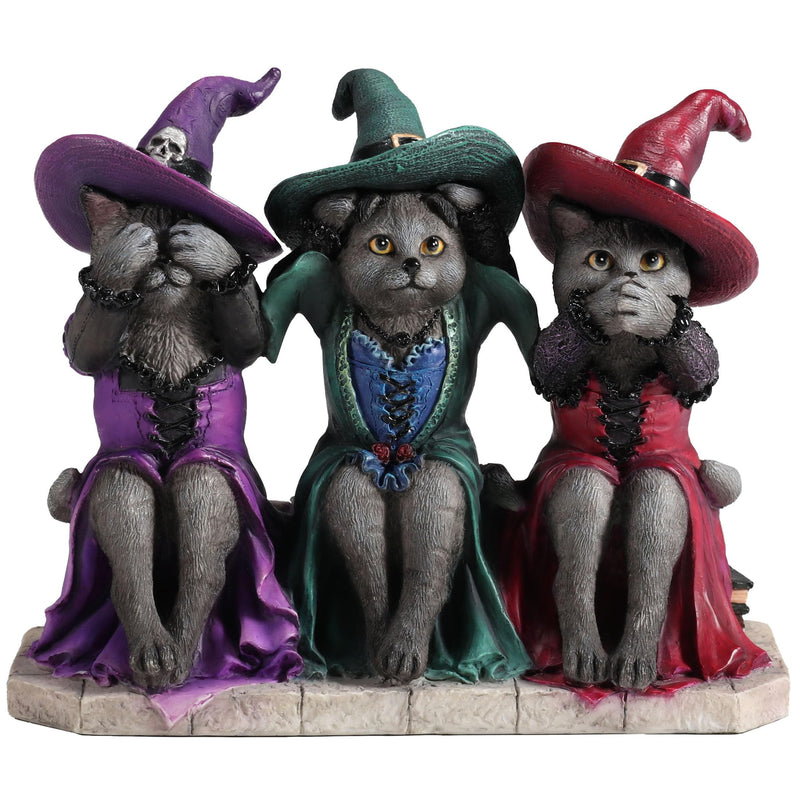 Veronese Design 4 7/8 Inch See No Evil Hear No Evil Speak No Evil Witch Cats Resin Animal Collectible Figurine