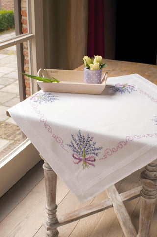 Vervaco Cross Stitch Tablecloth Kit, 32 x 32 inch, Lavender