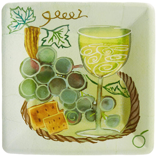 Boston International 8 Count Square Paper Dessert Plates, Napa White