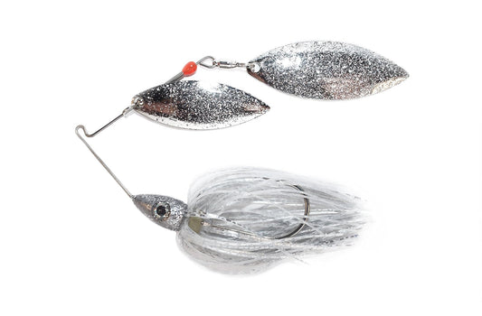 Nichols Lures Pulsator Metal Flake Double Willow Spinnerbait, Silver Flash, 3/8-Ounce