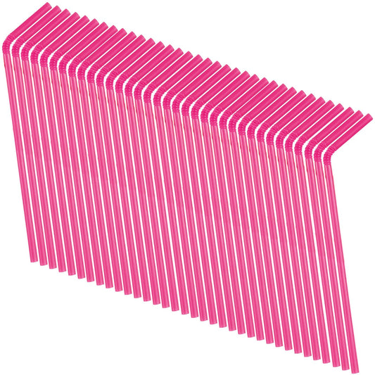 Unique Industries Flexible Plastic Drinking Straws, Hot Pink, 50ct