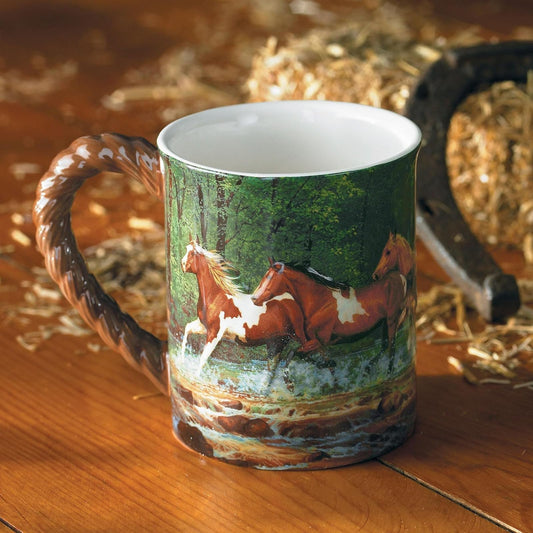 Wild Wings(WI) Horses Sculpted Mug by Chris Cummings